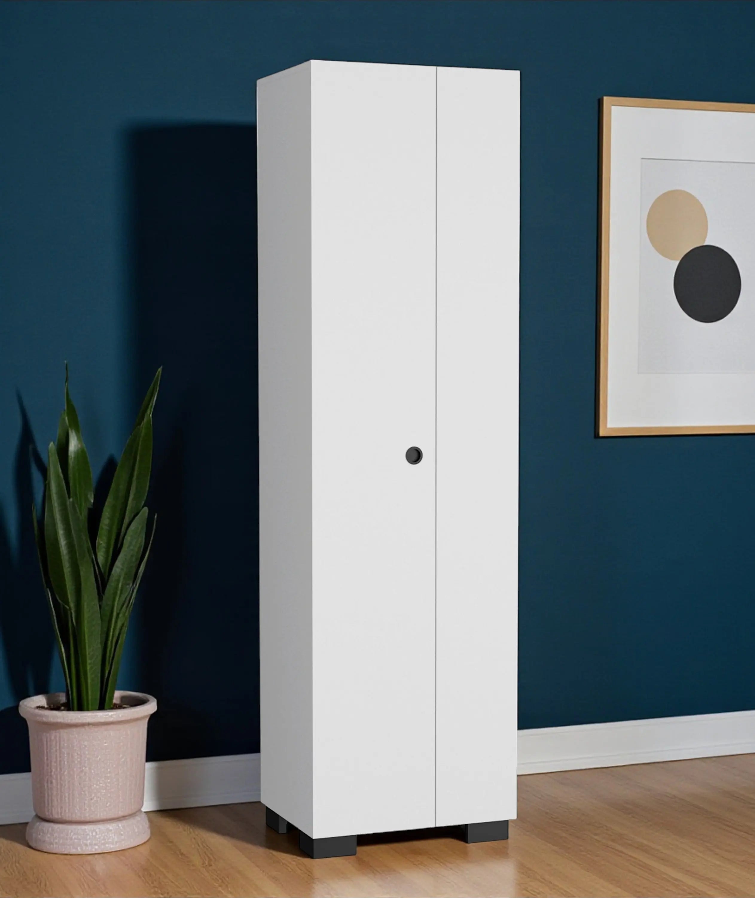 20" White and Black Wood Accent Cabinet With Two Doors Homeroots Kitchen & Dining
