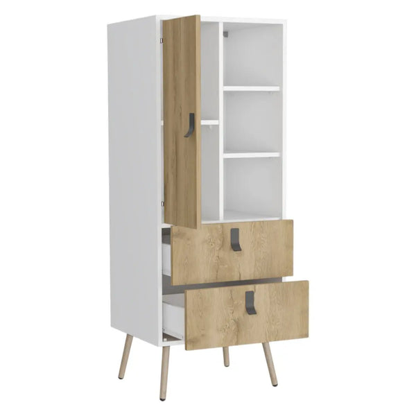 20" White and Natural Two Drawer Chest Homeroots Bed & Bath