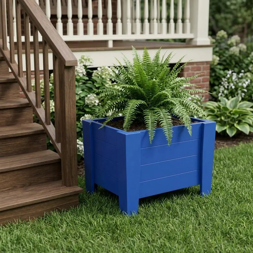 20" X 18" Blue Heavy Duty Plastic Square Planter Box Homeroots Outdoor