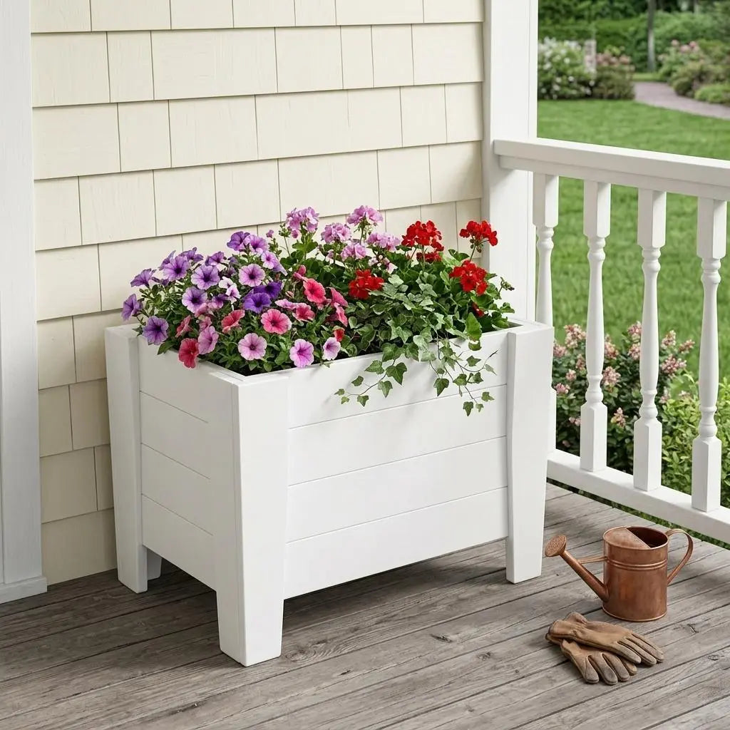 20" X 24" White Heavy Duty Plastic Square Planter Box Homeroots Outdoor