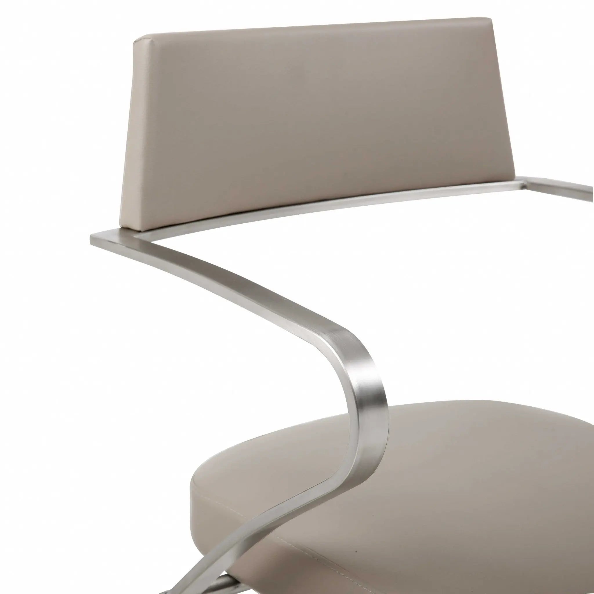 21 " Taupe And Silver Stainless Steel Bar Chair Homeroots Living Room