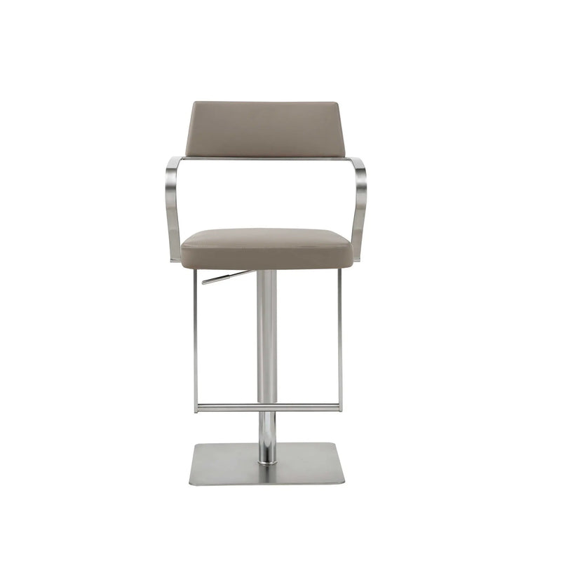 21 " Taupe And Silver Stainless Steel Bar Chair Homeroots Living Room