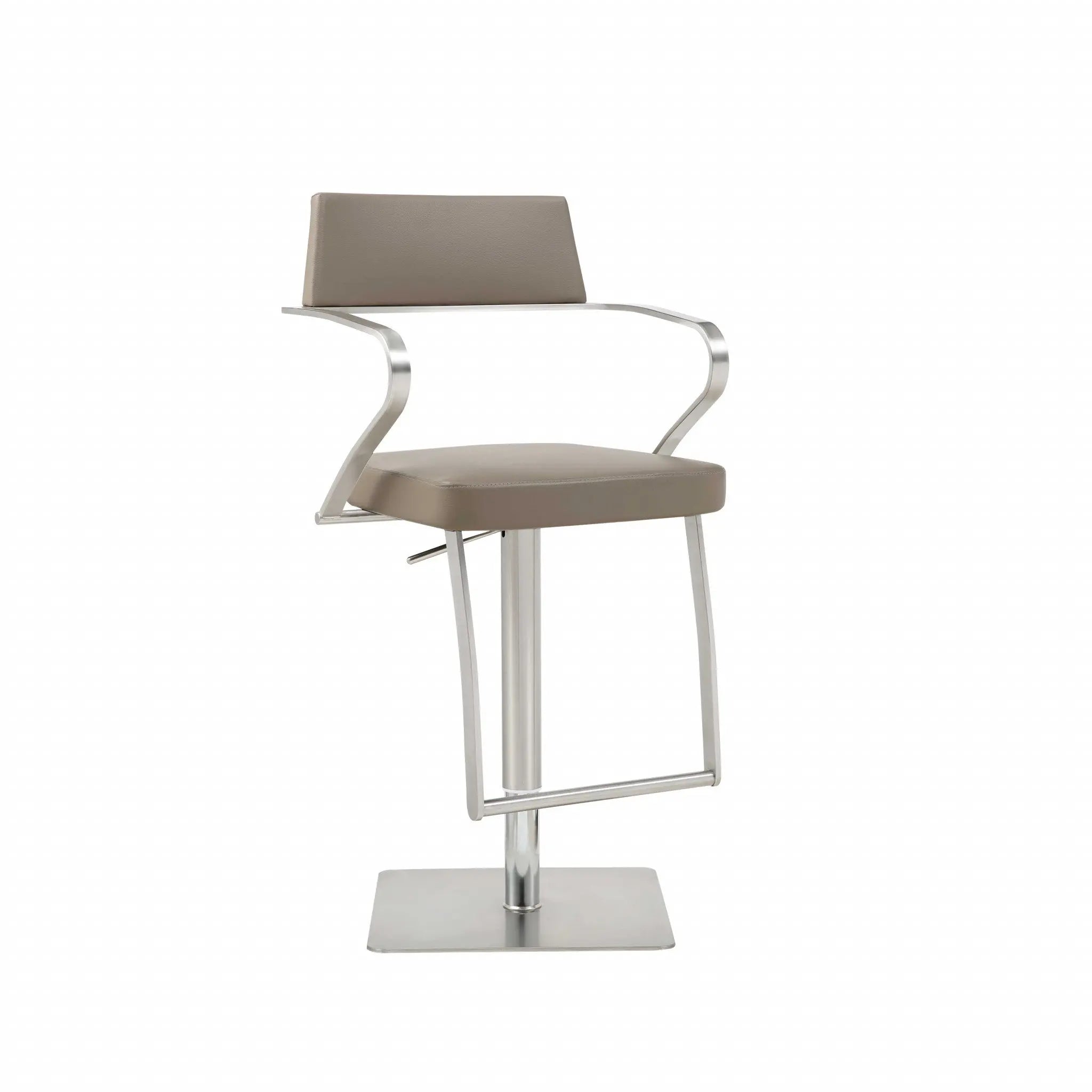 21 " Taupe And Silver Stainless Steel Bar Chair Homeroots Living Room