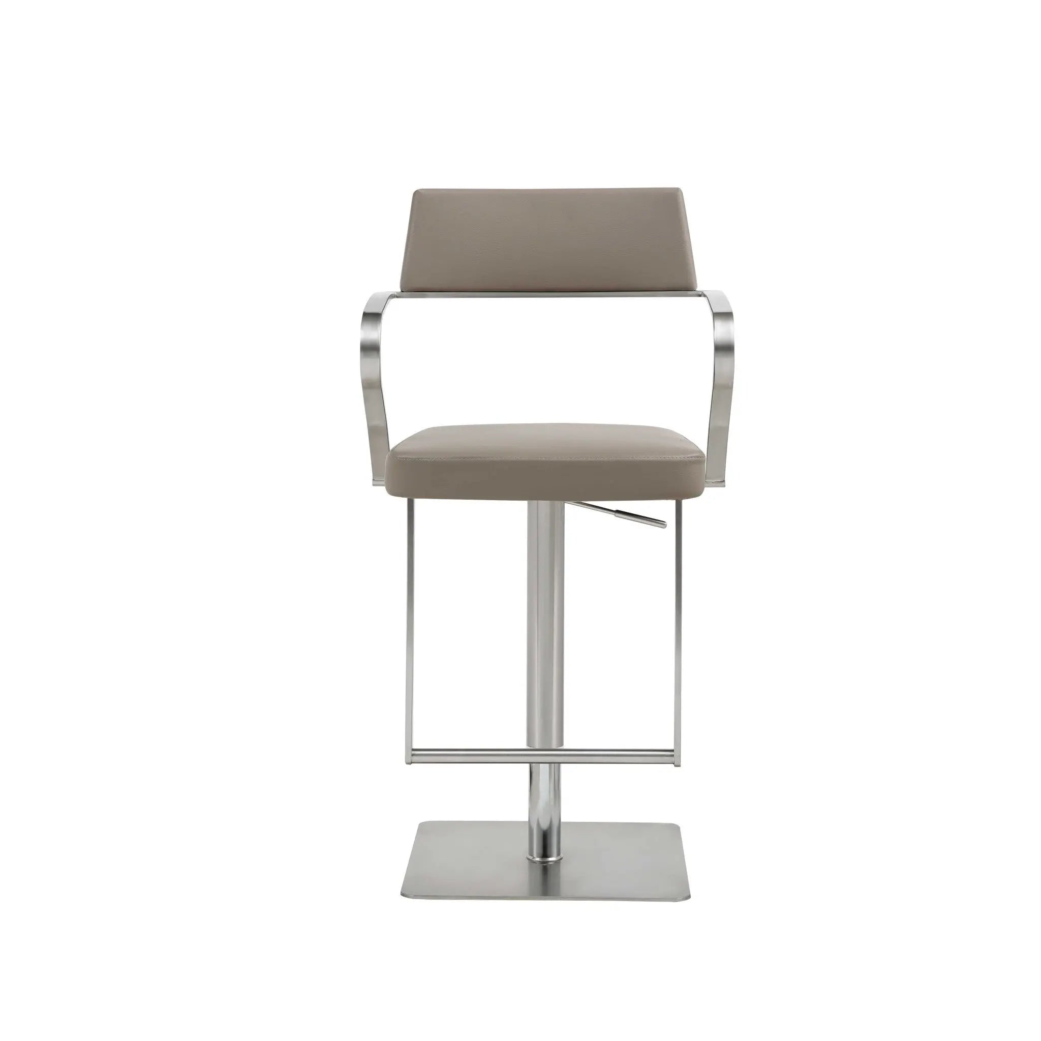21 " Taupe And Silver Stainless Steel Bar Chair Homeroots Living Room