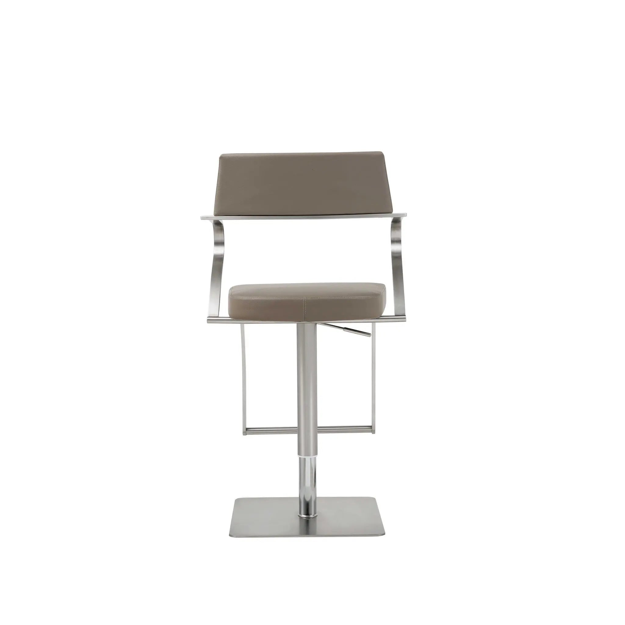 21 " Taupe And Silver Stainless Steel Bar Chair Homeroots Living Room