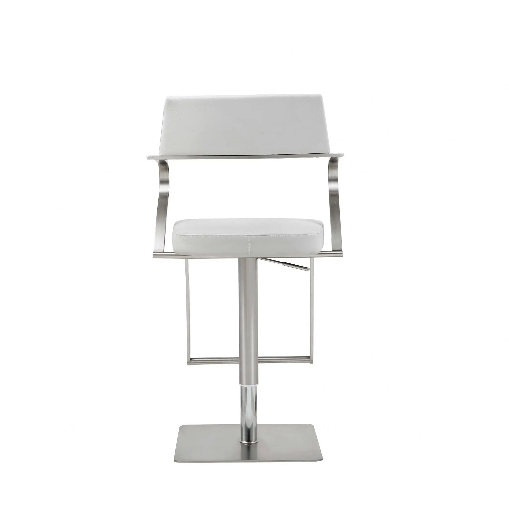 21 " White And Silver Stainless Steel Bar Chair Homeroots Living Room