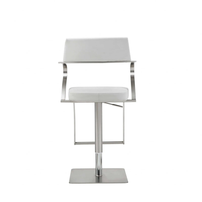 21 " White And Silver Stainless Steel Bar Chair Homeroots Living Room