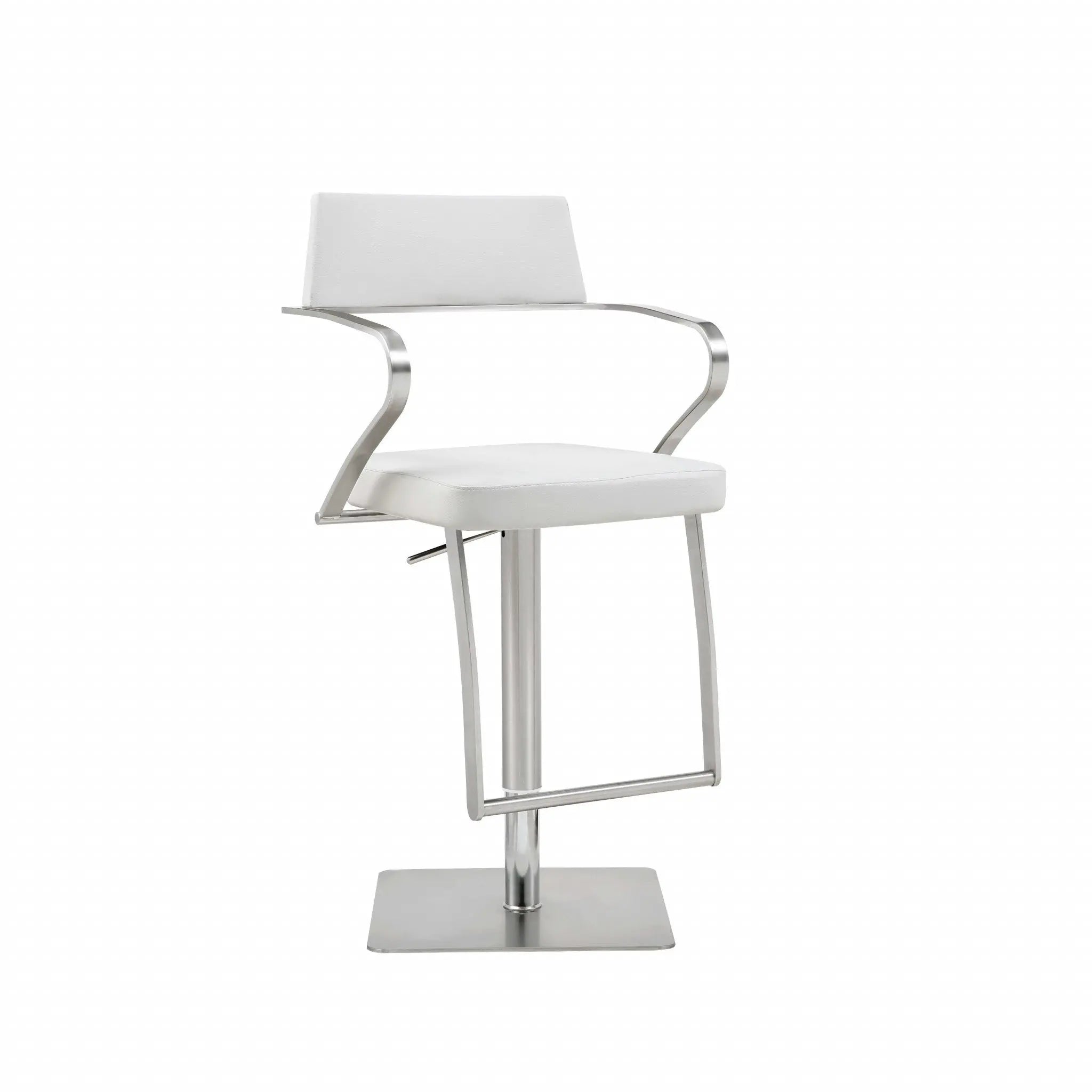 21 " White And Silver Stainless Steel Bar Chair Homeroots Living Room