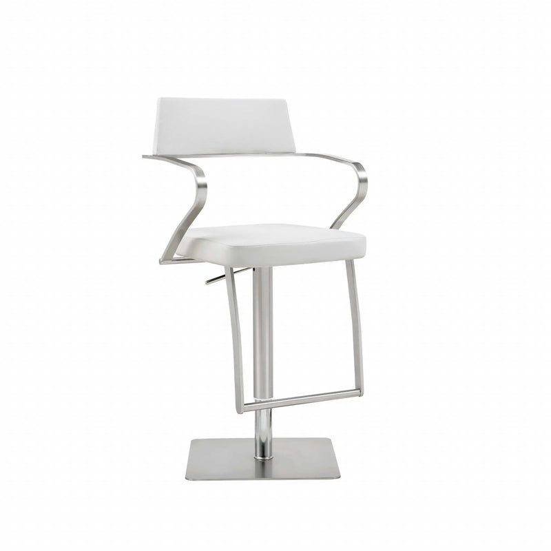 21 " White And Silver Stainless Steel Bar Chair Homeroots Living Room