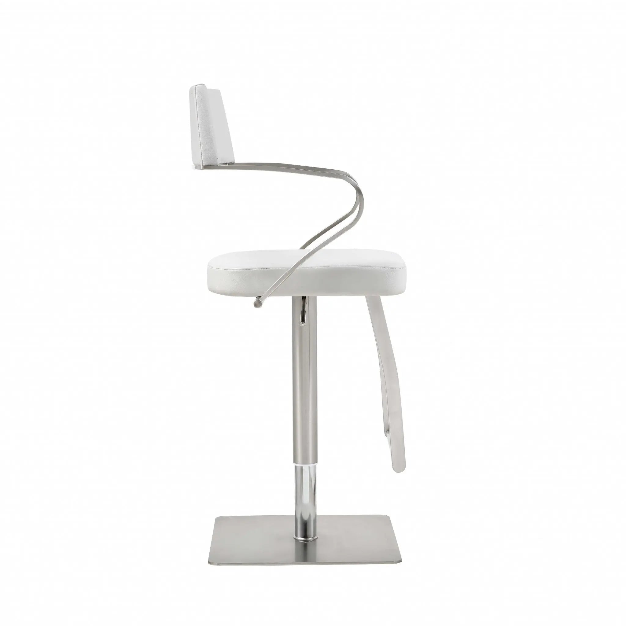 21 " White And Silver Stainless Steel Bar Chair Homeroots Living Room