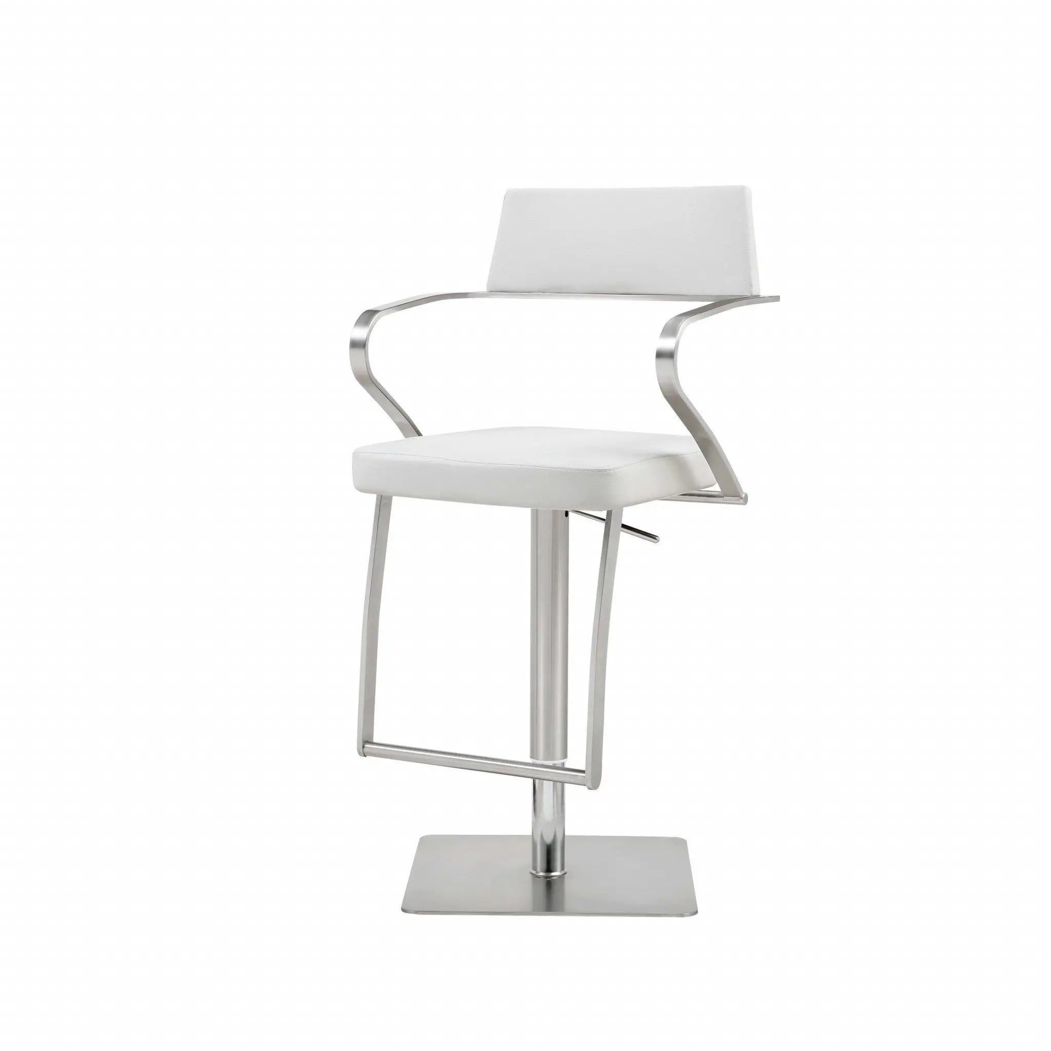 21 " White And Silver Stainless Steel Bar Chair Homeroots Living Room