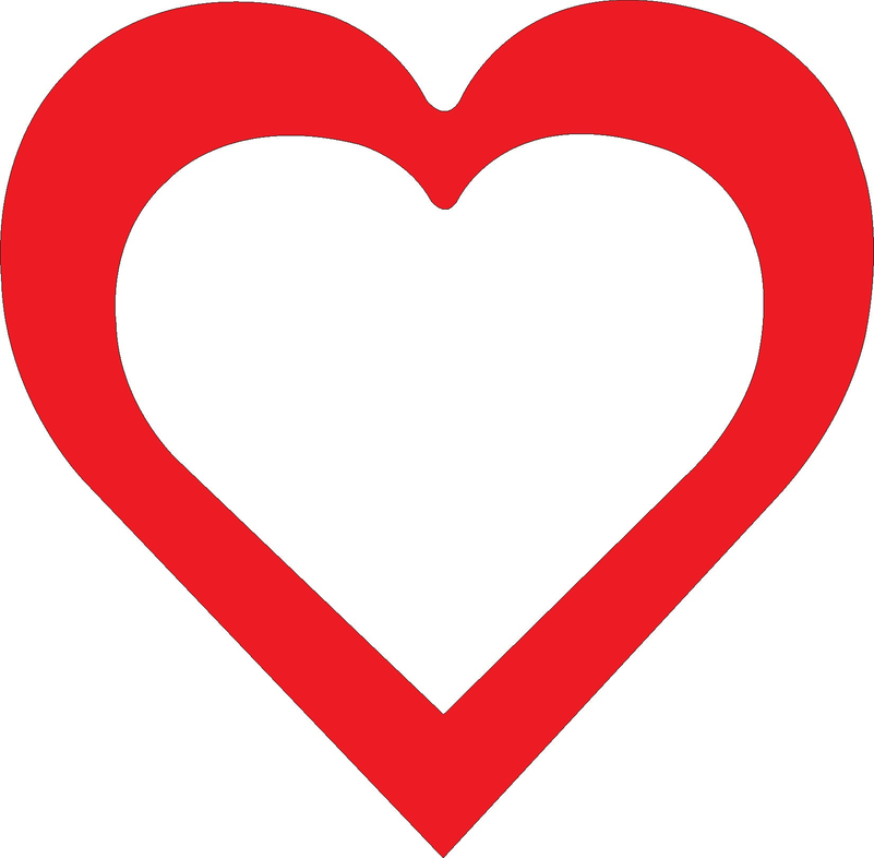 Red heart-shaped cut-out with open center