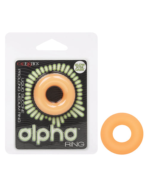 Alpha Liquid Silicone Glow in the Dark Prolong Cock Ring Orange Medium