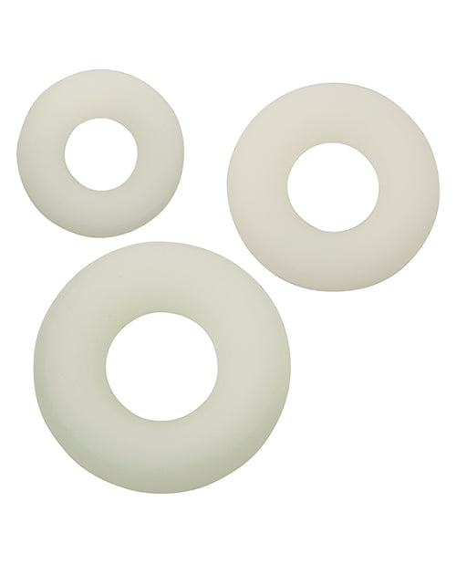 Alpha Liquid Silicone Glow in the Dark Cock Ring - Set of 3 - GreatEagleInc