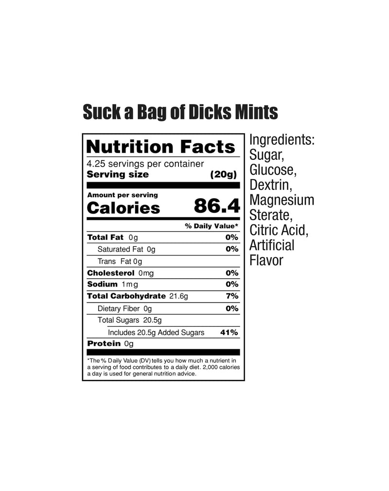 Suck A Bag Of Minty Dicks 3 Oz Bag - GreatEagleInc