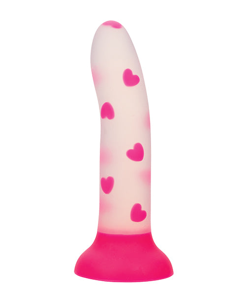 Glow Stick Heart Suction Cup Glow-in-the-Dark Dildo - Pink - GreatEagleInc