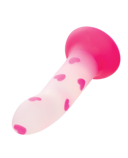 Glow Stick Heart Suction Cup Glow-in-the-Dark Dildo - Pink - GreatEagleInc