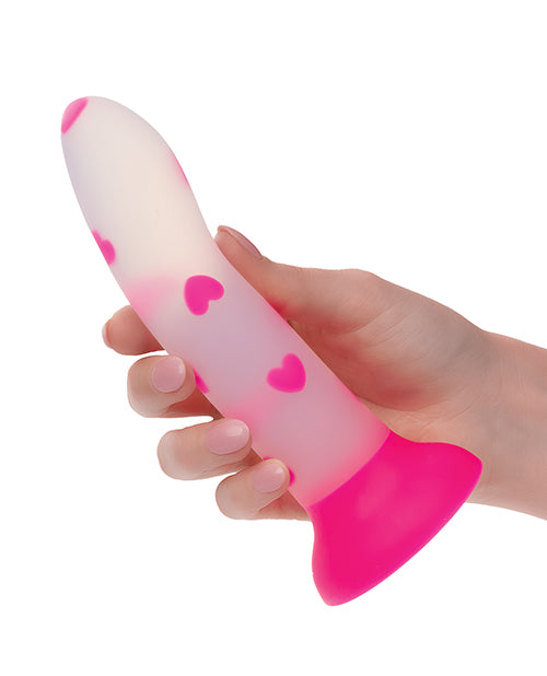 Glow Stick Heart Suction Cup Glow-in-the-Dark Dildo - Pink - GreatEagleInc
