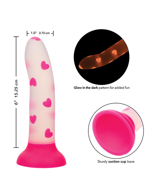 Glow Stick Heart Suction Cup Glow-in-the-Dark Dildo - Pink - GreatEagleInc