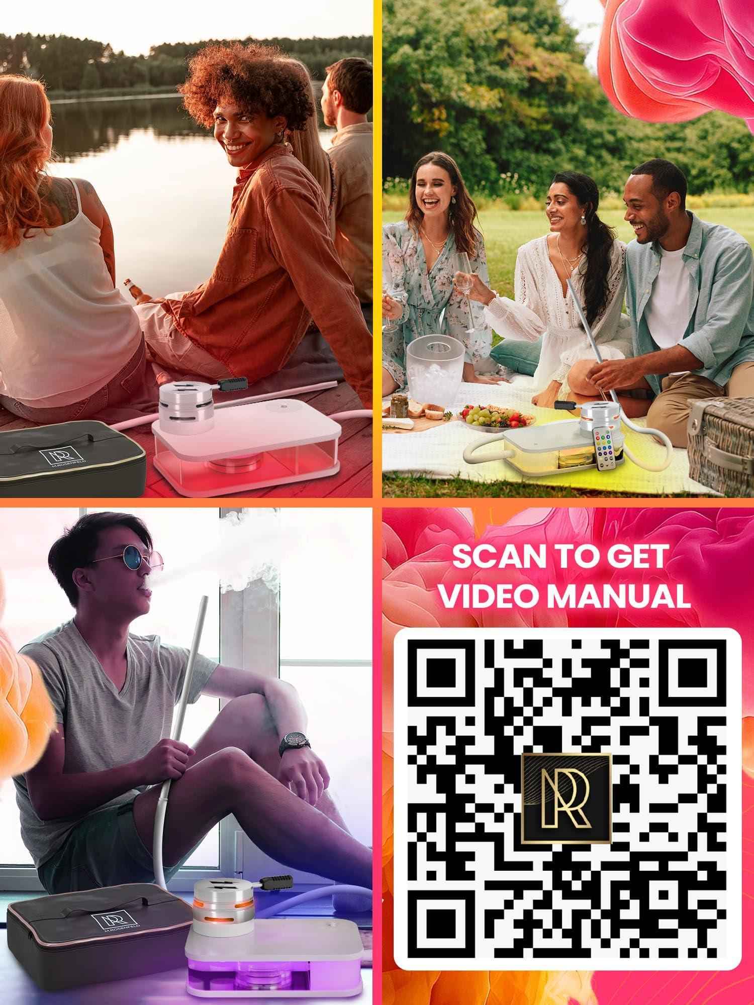 M. ROSENFELD Portable White Hookah Set With Everything And Bag   Premium White Small Hookah Set For Travel Flat Hookah Box Hookah Set With Charcoal Holder   Travel Hookah Set With Everything