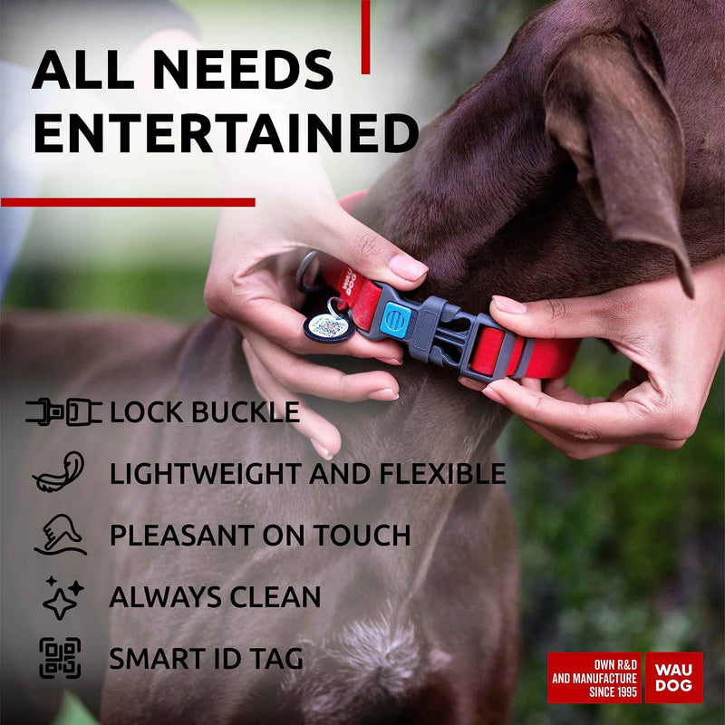 Waterproof Dog Collar   Adjustable Dog Collar for Large Dogs Small and Medium Dogs   Breakaway Dog Collar Waterproof with Plastic Buckle and QR Dog Tag   Boy & Girl Dog Collars (Red)