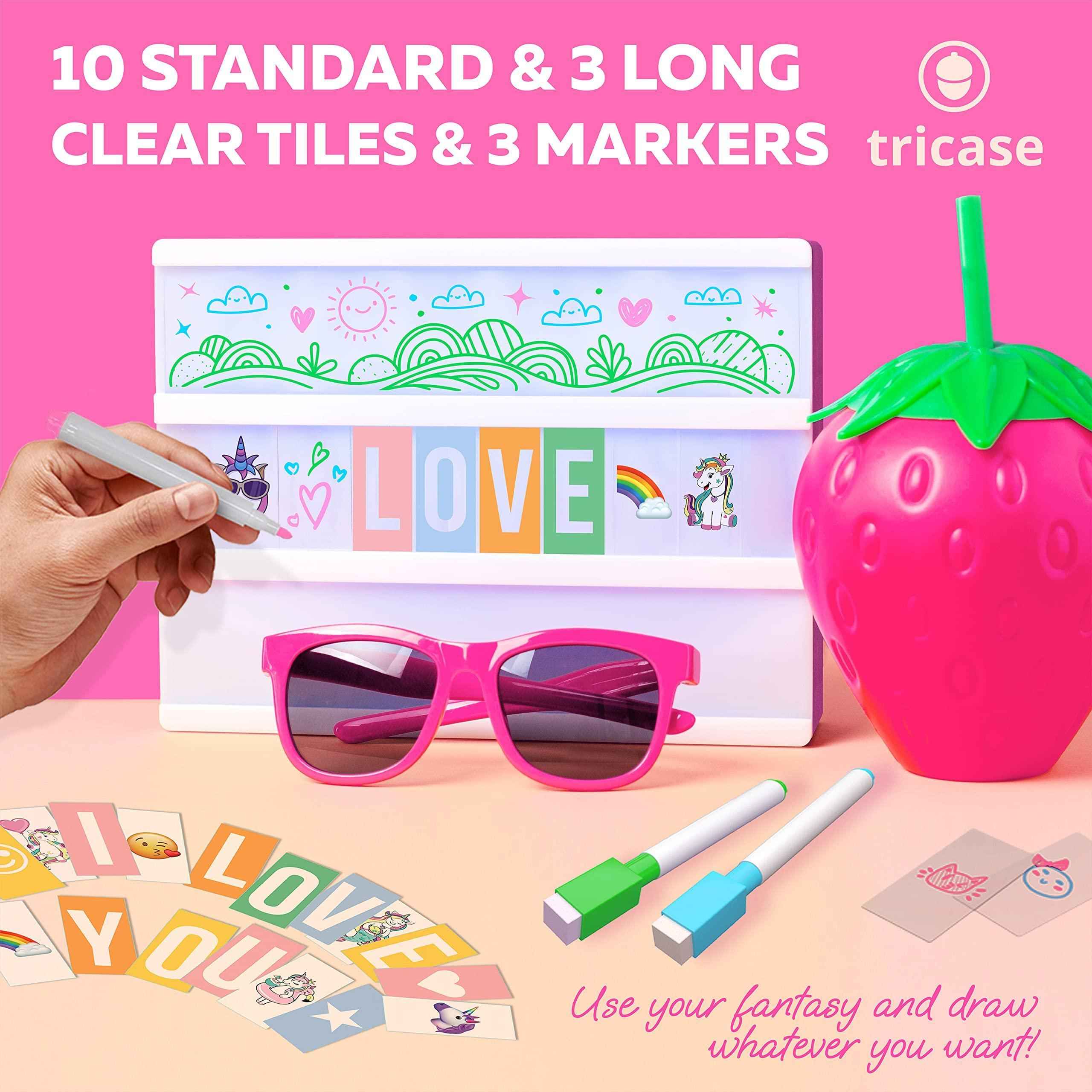 Pink Cinema Light Box with 312 Letters Emojis & 3 Markers   Led Light Box for Home & Pink Room Decor   Premium Light Up Letter Board   Best Gift Idea for Women & Girls on Christmas or Birthdays