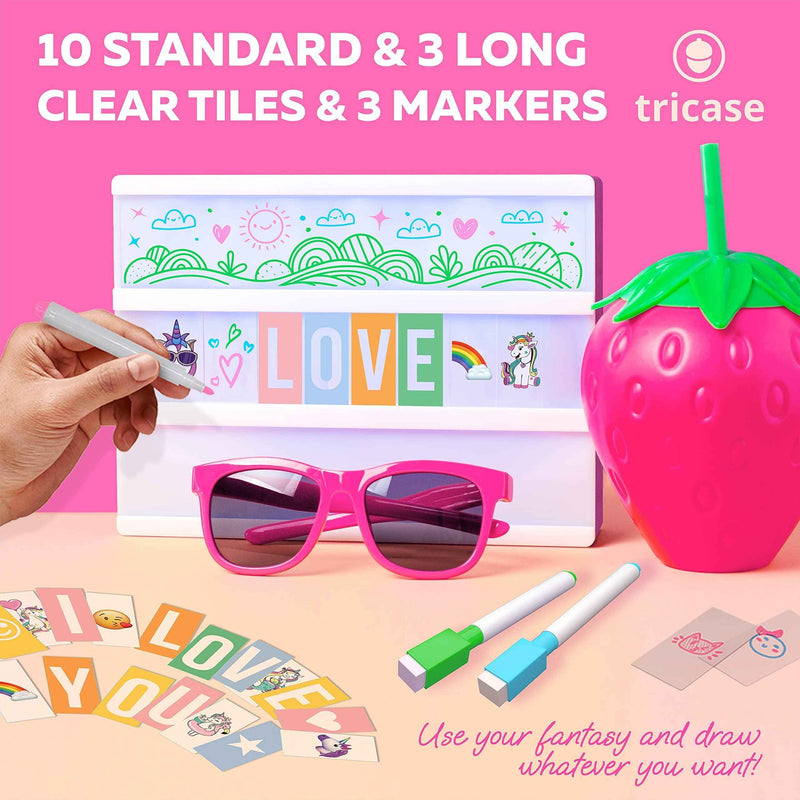 Pink Cinema Light Box with 312 Letters Emojis & 3 Markers   Led Light Box for Home & Pink Room Decor   Premium Light Up Letter Board   Best Gift Idea for Women & Girls on Christmas or Birthdays