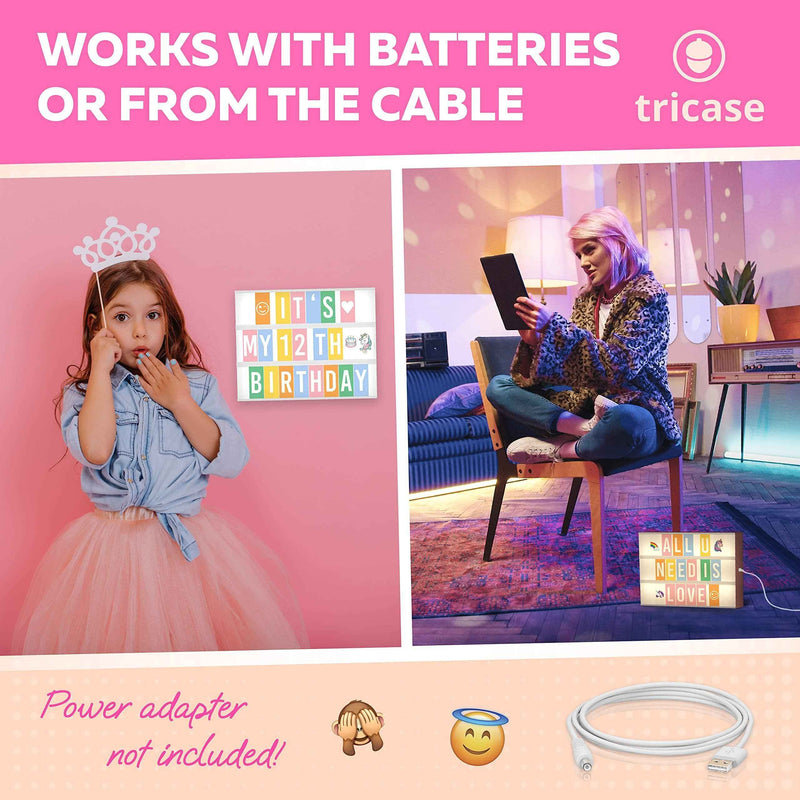 Pink Cinema Light Box with 312 Letters Emojis & 3 Markers   Led Light Box for Home & Pink Room Decor   Premium Light Up Letter Board   Best Gift Idea for Women & Girls on Christmas or Birthdays