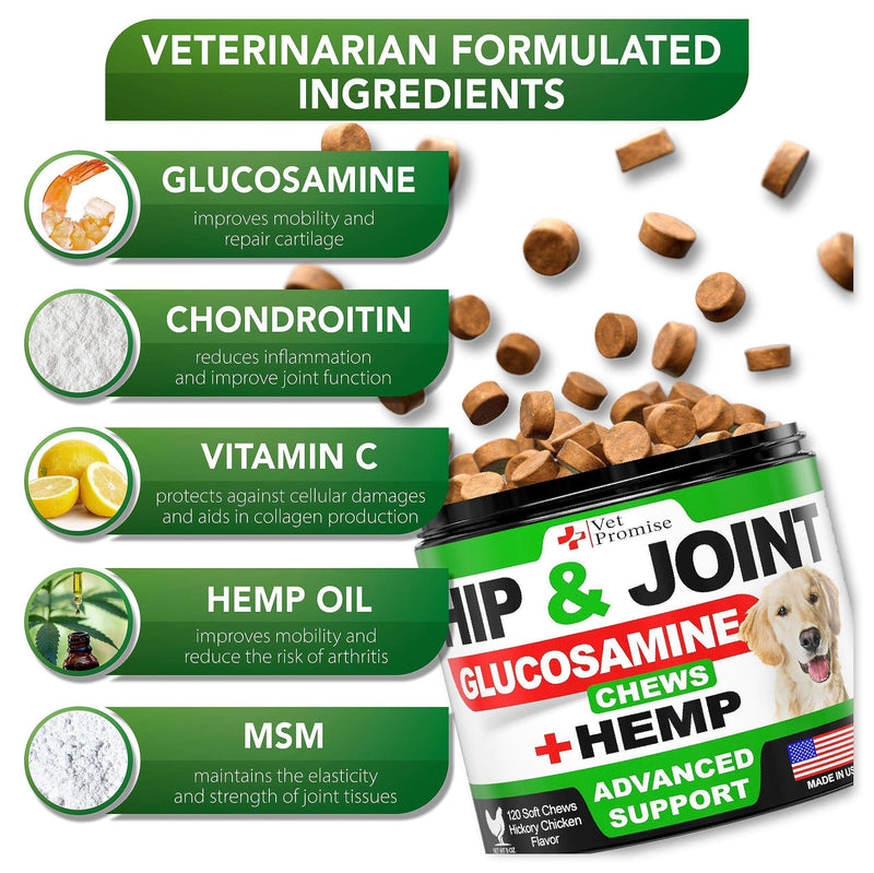 Hemp Hip and Joint Support Supplement for Dogs   Glucosamine for Dogs   Dog Joint Supplement   Hip and Joint Chews for Dogs…