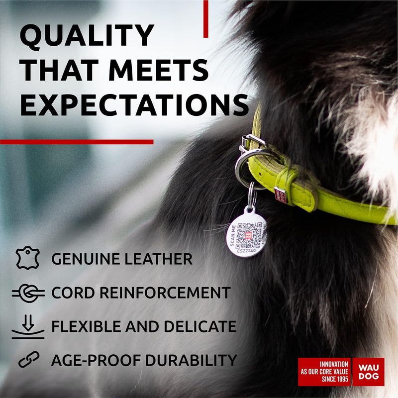 WAUDOG Ultra Soft Rolled Leather Dog Collar for Small Dogs   Soft Padded Dog Collars for Medium Dogs   Puppy Collars for…