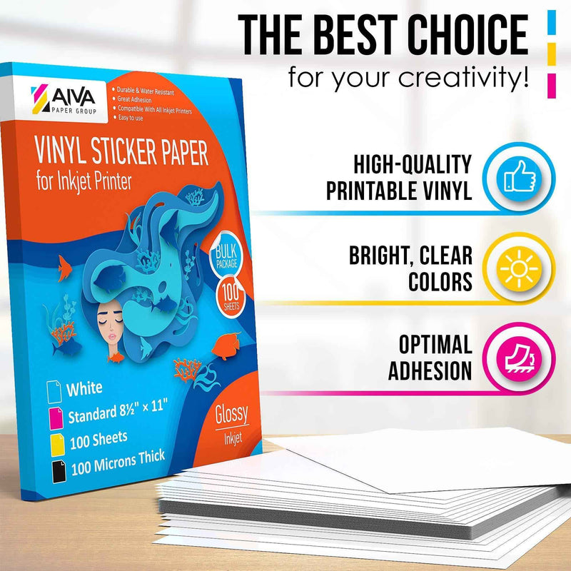 Printable Vinyl Sticker Paper for Inkjet Printer Glossy White 15 SelfAdhesive Sheets Waterproof Decal Paper Standard Letter Size 8.5x11