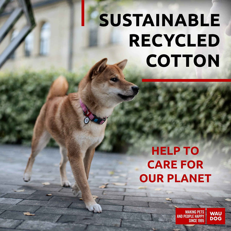 Reflective Cotton Dog Collar Eco Friendly Alt to Nylon Collar for Small Medium and Large Dogs   Pet Collar with QR ID Tag   Puppy Collar for Large Breed Dogs   Adjustable Male Female Dog Collar