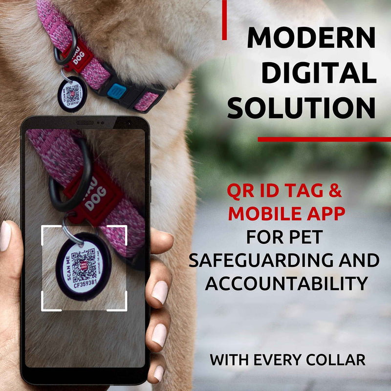 Reflective Cotton Dog Collar Eco Friendly Alt to Nylon Collar for Small Medium and Large Dogs   Pet Collar with QR ID Tag   Puppy Collar for Large Breed Dogs   Adjustable Male Female Dog Collar