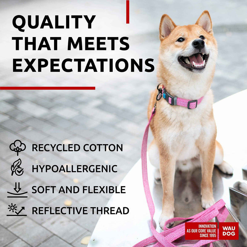 Reflective Cotton Dog Collar Eco Friendly Alt to Nylon Collar for Small Medium and Large Dogs   Pet Collar with QR ID Tag   Puppy Collar for Large Breed Dogs   Adjustable Male Female Dog Collar