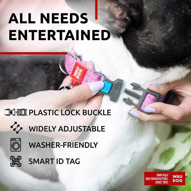 Reflective Cotton Dog Collar Eco Friendly Alt to Nylon Collar for Small Medium and Large Dogs   Pet Collar with QR ID Tag   Puppy Collar for Large Breed Dogs   Adjustable Male Female Dog Collar