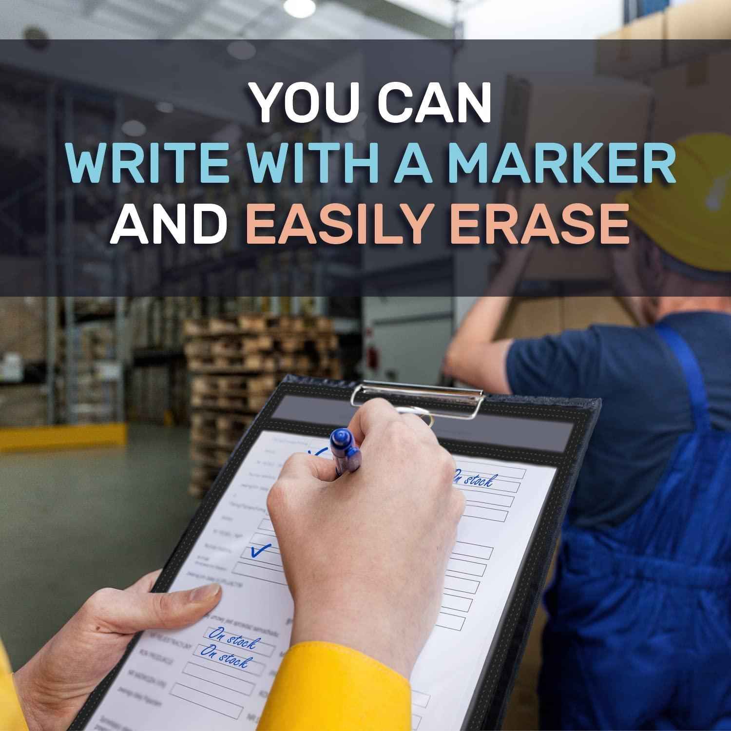 5 Pack Job Ticket Holders 8.5x11 Dry Erase Shop Holder Order Pockets Vinyl Clear Black Sleeves Tickets Folders Jackets