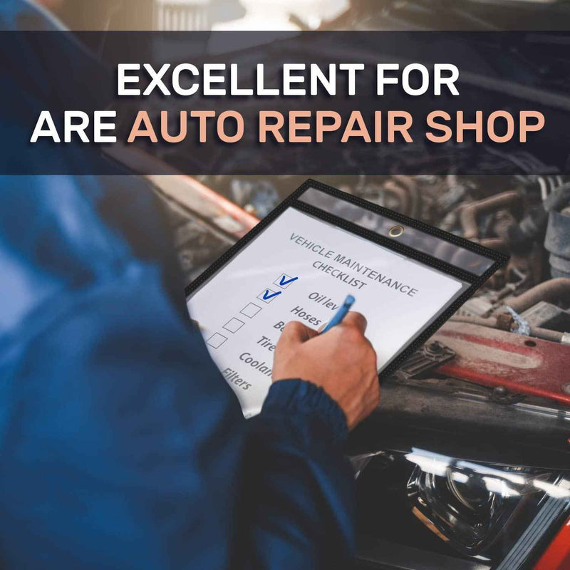 5 Pack Job Ticket Holders 8.5x11 Dry Erase Shop Holder Order Pockets Vinyl Clear Black Sleeves Tickets Folders Jackets