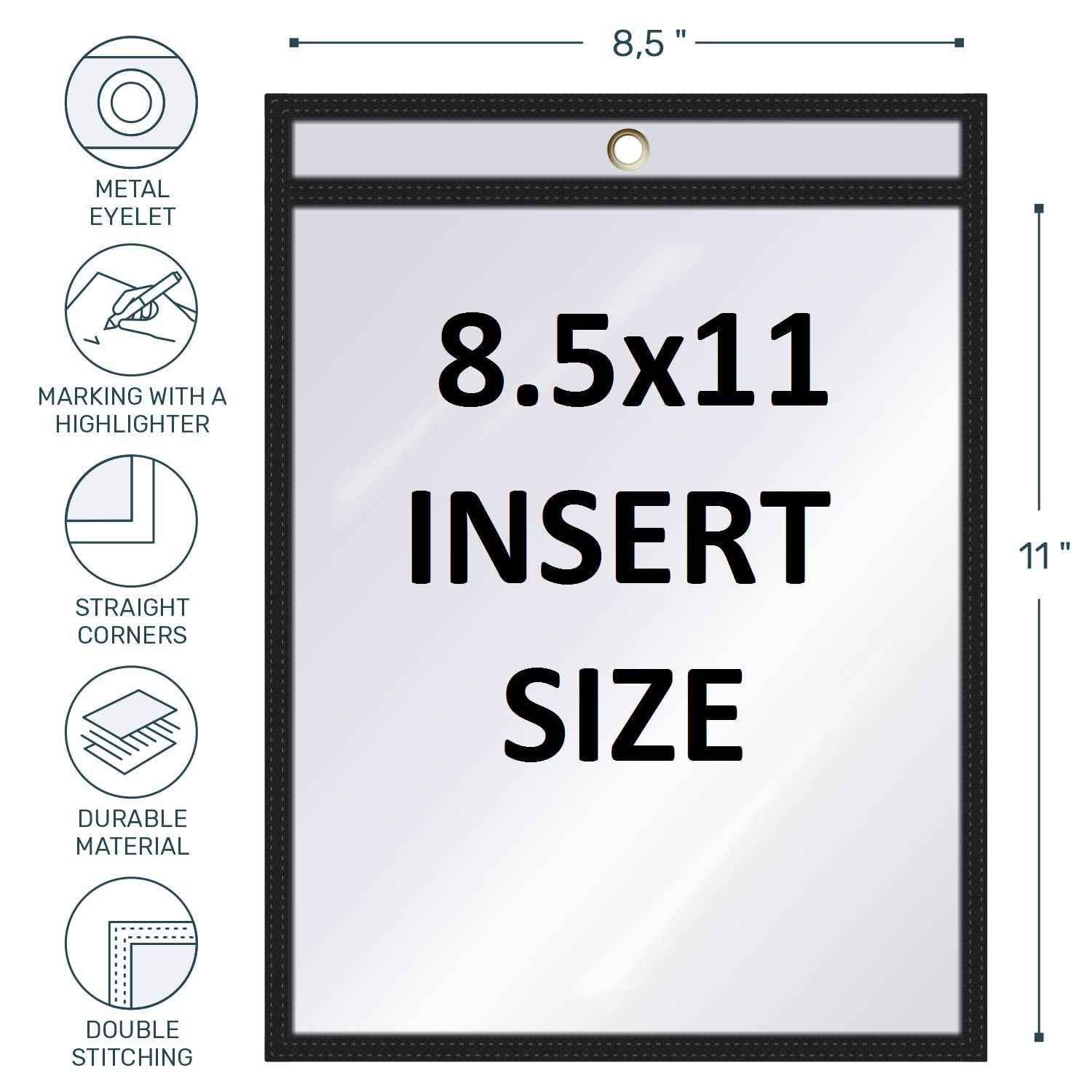 5 Pack Job Ticket Holders 8.5x11 Dry Erase Shop Holder Order Pockets Vinyl Clear Black Sleeves Tickets Folders Jackets