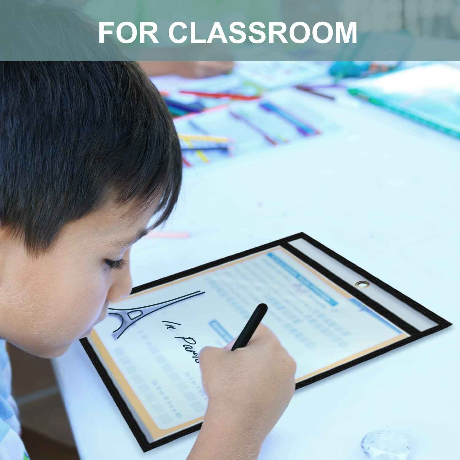 5 Pack Job Ticket Holders 8.5x11 Dry Erase Shop Holder Order Pockets Vinyl Clear Black Sleeves Tickets Folders Jackets