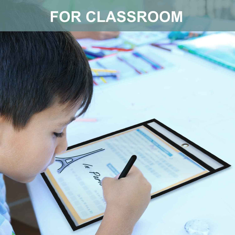 5 Pack Job Ticket Holders 8.5x11 Dry Erase Shop Holder Order Pockets Vinyl Clear Black Sleeves Tickets Folders Jackets