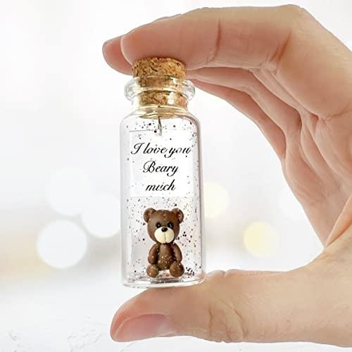 Cute Girlfriend and Boyfriend Gifts Personalized Anniversary Present for Her Him Custom Birthday Gift Idea for Women Men (Brown Bear I Love You Beary Much Gift Bottle)