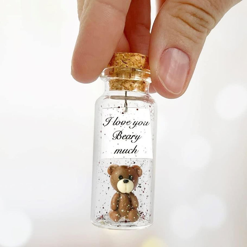 Cute Girlfriend and Boyfriend Gifts Personalized Anniversary Present for Her Him Custom Birthday Gift Idea for Women Men (Brown Bear I Love You Beary Much Gift Bottle)