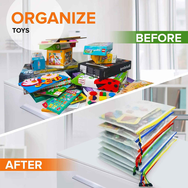 10 Pack Mesh Zipper Pouch Document Bag for School Office Supplies Storage Bags   A4 Waterproof Plastic Zip File Folders   Letter Size Plastic Pouch with Zipper   Mesh Storage Bags with Zipper