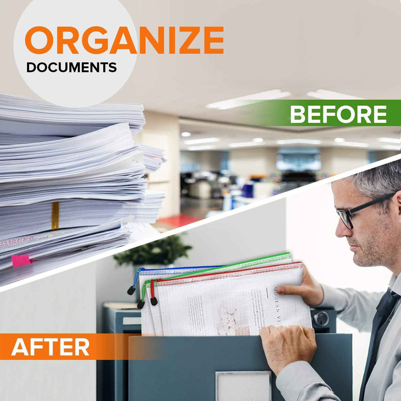 10 Pack Mesh Zipper Pouch Document Bag for School Office Supplies Storage Bags   A4 Waterproof Plastic Zip File Folders   Letter Size Plastic Pouch with Zipper   Mesh Storage Bags with Zipper