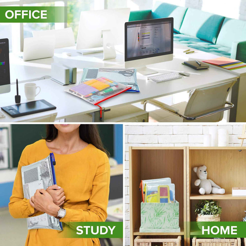 10 Pack Mesh Zipper Pouch Document Bag for School Office Supplies Storage Bags   A4 Waterproof Plastic Zip File Folders   Letter Size Plastic Pouch with Zipper   Mesh Storage Bags with Zipper