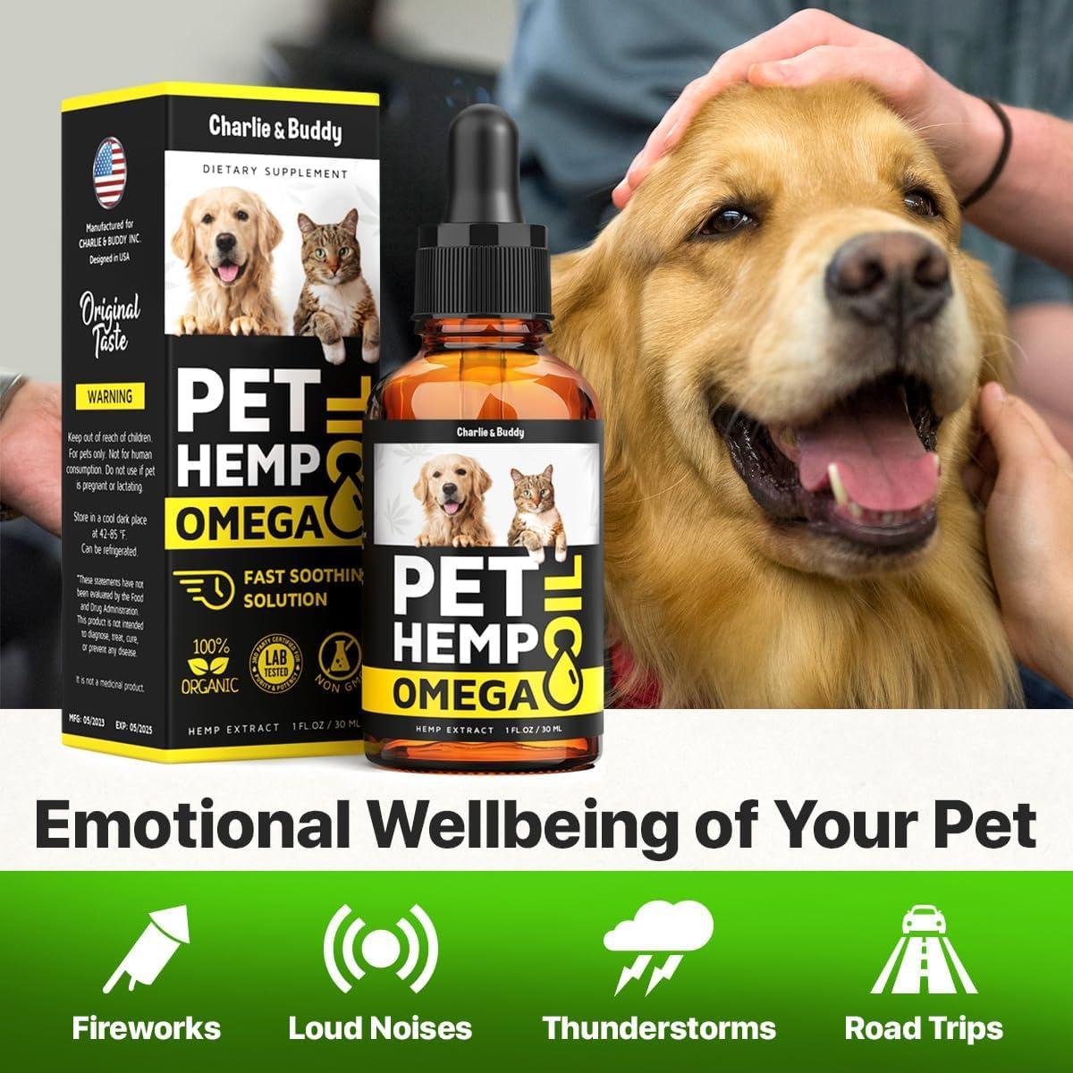 Charlie&Buddy Hеmp and Salmon Oil for Dogs Skin and Coat Hеalth   3 6 9 Omega Pet Hеmp Oil for Dogs and Cats Rich in…