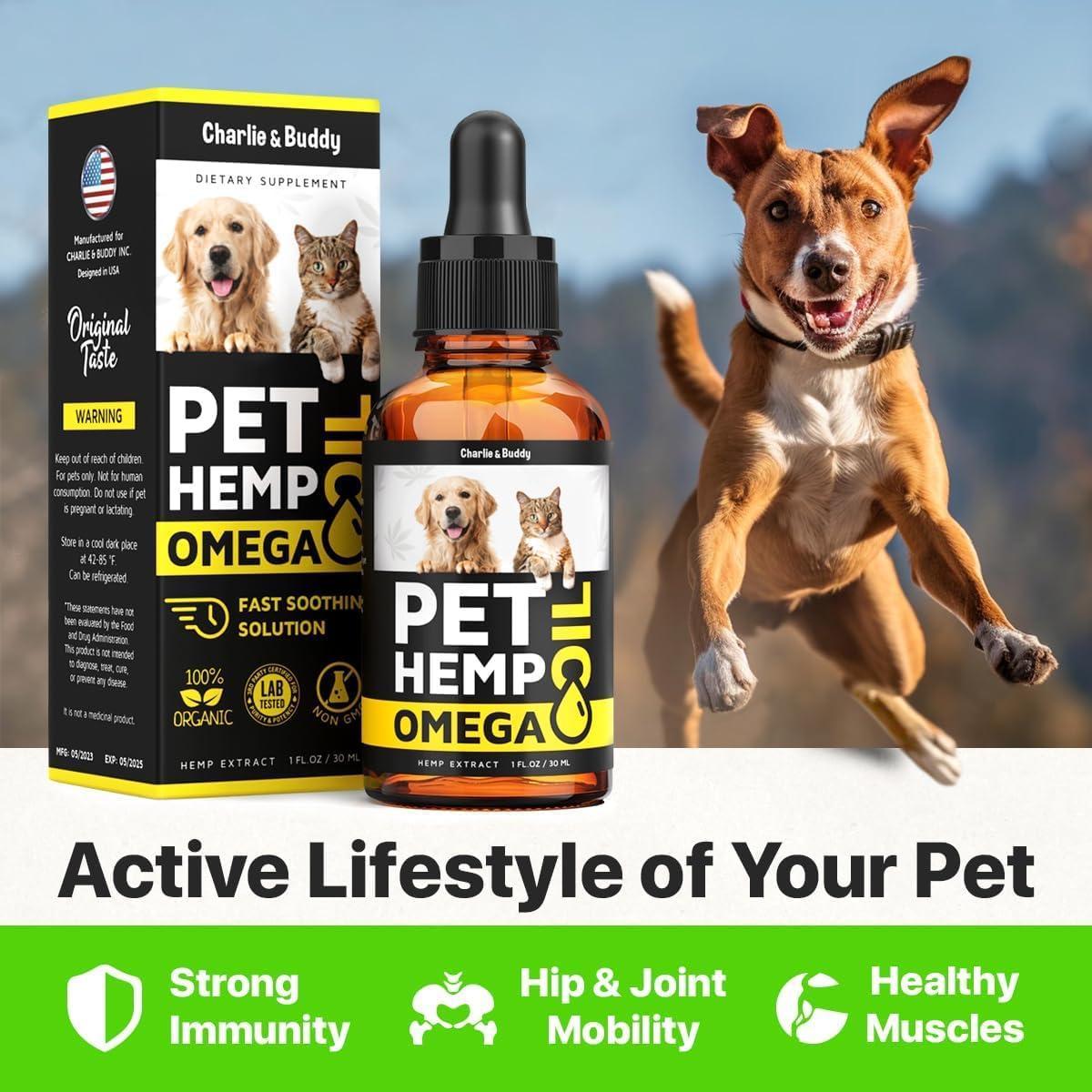Charlie&Buddy Hеmp and Salmon Oil for Dogs Skin and Coat Hеalth   3 6 9 Omega Pet Hеmp Oil for Dogs and Cats Rich in…