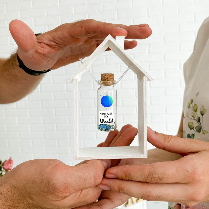 Cute Girlfriend and Boyfriend Gifts Personalized Anniversary Present for Her Him Custom Birthday Gift Idea for Women Men (You Are My World in Wooden Frame)