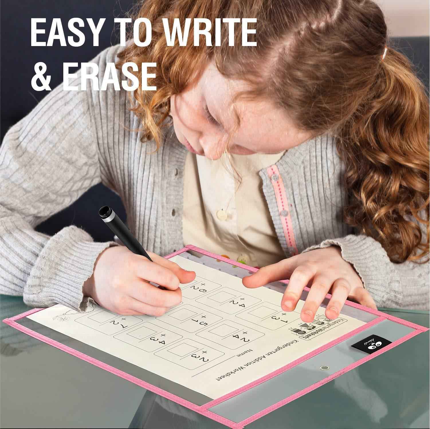 Dry Erase Pockets Reusable Sleeves 10x13 inch   50 Pack Dry Erase Pocket Sleeves Dry Erase Sleeves Classroom Pack Dry Erase Sheet Protectors Dry Erase Pouches Write and Wipe Pockets Erasable Pockets