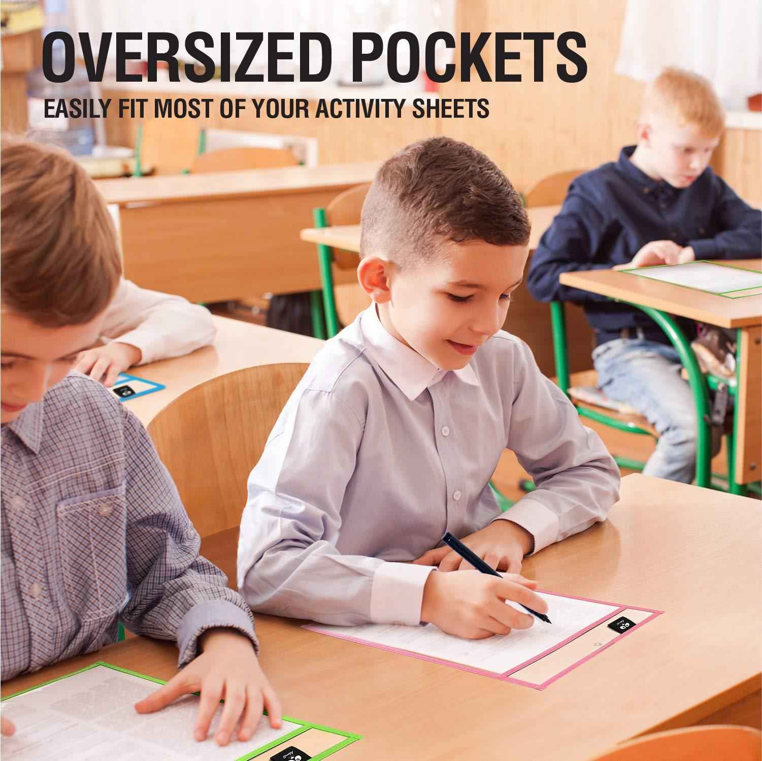 Dry Erase Pockets Reusable Sleeves 10x13 inch   50 Pack Dry Erase Pocket Sleeves Dry Erase Sleeves Classroom Pack Dry Erase Sheet Protectors Dry Erase Pouches Write and Wipe Pockets Erasable Pockets